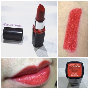 Feeling #red today 💋 here is a #lipswatch of @maybellineina #Colorshow #lipstick in Red Siren 💄 it's an orangey-red color, very pretty and sexy 😘💋 #jovialbeaut #sexylips #clozetteid #clozette #Trendmood #maybelline #lipstickswatch #swatch #instabeauty #rebmakeup33 #vegas_nay #hudabeauty