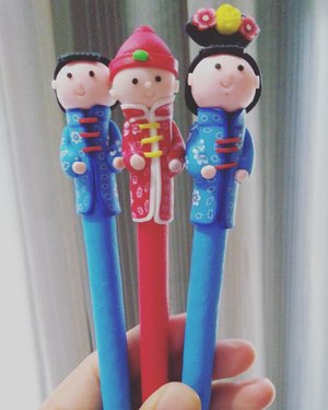 They're just too cute. 😍 #clozetteid #pen #handmade #china #souvenirs #toy #clay #cheongsam