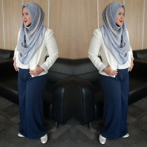 Blue and white for office look. #ClozetteID #COTW #TouchofBlue