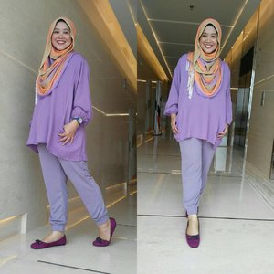 Today's attire. Purple day. #clozetteid #clozettehijab #ootd #hijabootdindo #hijablook #hijabstyle #purple #hijabfashion #fashionblogger