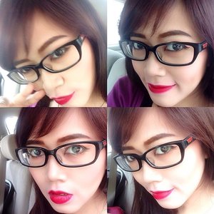#selfie used bold lips #beauty #clozette #clozetteid #clozetteambassador #likes #potd #motd #bestoftheday #picoftheday #blogger #beautyblogger #bourjoismakeup #bourjois #velvet #red #lips #levis #glasses