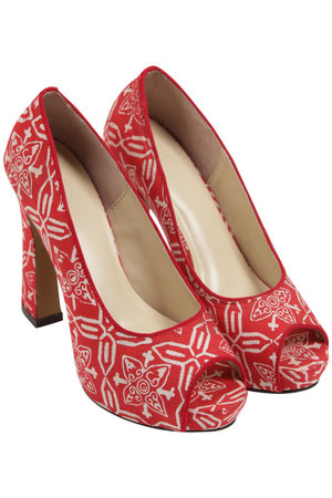 Batik shoes. | Red : All time colours | BAZAAR |#ClozetteID #MyBatikstyle