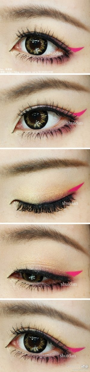 #CIDEyeMakeupTutorial | Add a tiny flick of hot pink at the corners |