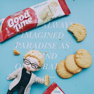 What's a better paradise than A milky biscuit?? As a sweet tooth and a milk fan I'm totally in for @goodtimeid's new Milky cookies. It's not too sweet with the right punch of milky flavour. Tsukki loves #GoodTimeMilky too. An imagined paradise indeed! #goodtimemilkyxclozetteid #clozetteid
