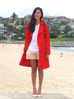 Red Coat on the Beach