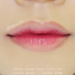 Ombre lips pakai Emina Sugar Rush Lipstick 02 Cookie Dough + 03 Cherry Bomb#emina #sugarrushlipstick #allseebee #clozetteid