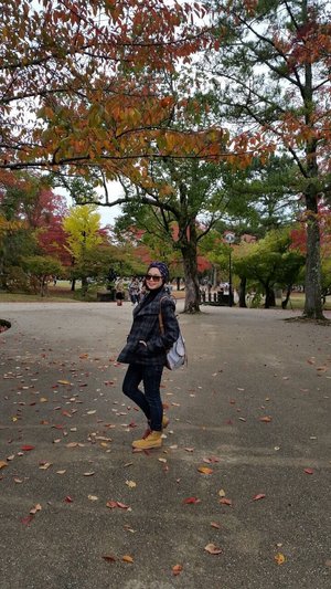 My first ootd for autumn in Nara Park, Osaka, Japan
