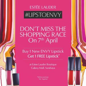 Let’s Join Shopping Race #lipstoenvy with @esteelauder @esteelaudercompanies 💋 When? 7 April 2018 (Tomorrow)Where? @galaxymallsby on Estee Boutique Don’t miss the chance buy 1 Lipstick Envy FREE 1 Lipstick!!!! •••#clozetteid #cotd