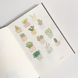 Potted Plant Doodles 🌵🌱🌿 #ClozetteID #watercolor