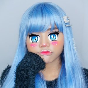 Anime girl makeup 💙💕.Product use: Update soon!Pegel ugha buat ginian 2jam wkwkkw.Inspired: @lanceaguas#anime #animemakeup #indobeautysquad #clozetteid