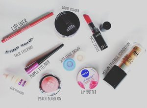 10 Make Up Products I ❤ Masih pada kuat puasanya? Hihihihi 😉 #bbloggers #makeup #mufe #foundation #eyeliner #lipbalm #blush #powder #lipstick #falshies #clozettedaily #clozetteid #flatlay #beauty #indonesianbeautyblogger