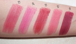 @purbasari_indonesia lipstick matte color swatches no. 91-95.  Pasti udah pada punya lah yaa 😂😂😂 duh, abaikan bulu romaaa yaaa 💃💃💃ini beberapa kali swatch di lengan. #clozetteid #clozettedaily #swatches #Purbasari #purbasarilipstickcolormatte #lipstick #lipstickaddict #bbloggers