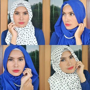 Feeling so blue ❤❤❤ Ps* nunggu kulit kembali ke semula rasanya seabad 😒Hijab by @999995kg @collectorcolect #endorse #hijab #bbloggerslife #bblogggers #blue #polkadot #fotd #makeup #clozetteid #clozettedaily #HOTD