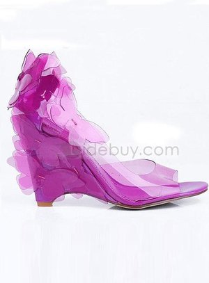 Fancy Purple Transparent Wedge Heels Peep Toe Prom/Evening Shoes : Tidebuy.com