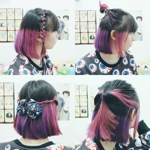 Write about these simple hairstyles for short hair on @whatwelikeco (link on bio) 😀 p.s. I need to re-color my hair 😢...#hairstyles #shorthair #ombrehair #purplepinkhair #fashionblogger #fbloggers #bbloggers #ggrep #bloggerbabes #haircolor #braids #clozetteid #bloggers