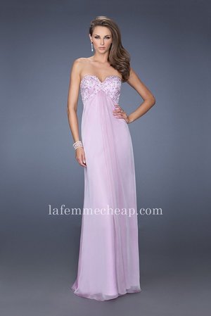 Get glowing in this La Femme 19740 gown! This gorgeous dress has a sweetheart neckline, flawless beadwork around the upper bodice, and a sexy cut out in the back. This dress is perfect as a Homecoming Dress, Wedding Guest Dress, Prom Dress, or a Special Occasion Dress. Size: Standard Size or Custom Made SizeClosure: Back ZipperDetails: Embellished Bodice, Back Cut-OutFabric: ChiffonLength: LongNeckline: Strapless SweetheartWaistline: EmpireColor: LavenderTag: Lavender, Long, Strapless, Prom Dresses, La Femme 19740