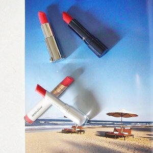 Summer lipsticks!! Red and coral or anything with bold colors to excite your summer days all day 😄May our lips smoldering hot like the sun these days 💛💛❤❤#beautyblogger #beautybloggerid #summer2015 #summercolors #shuuemuraid #givenchy #iope #innisfree #redlipstick #corallipstick #lipstickjunkie #lipstickmania #flatlay #clozetteid #fdbeauty