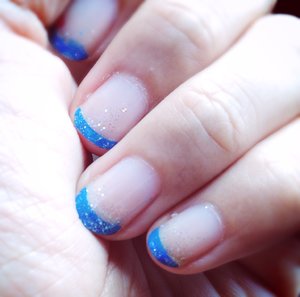 Blue Glittery French Tip