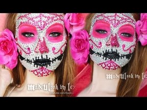 Sugar Skull Makeup Tutorial (800 RHINESTONES! ORIGINAL MADEULOOK!) - YouTube
