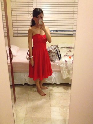 Red dress for wedding reception