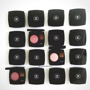 My all time favorite blush; @chanelofficial Joues Contraste Powder Blush.Joues Contraste comes in classic Chanel packaging, black with Chanel logo on the middle, with a mirror and a small brush on the inside. It has a soft, finely milled texture that very easy to apply, buildable and last all day. The colors are subtle with sheen on it that give skin a beautiful yet natural glow, it also has a lovely rose scent which I love so much.
My most favorite JCs are Fleur De Lotus, Emotion, Rose Tourbillon, Rouge and Rose Glacier ♡ 
I've been collecting these blushes since 2010, my first one was Rose Petale, now I have about 45 babies already 💞
•
#clozetteid #clozette #fdbeauty #chanel #achanelshot #chanellover #chanelcosmetics #jouescontraste #cccertified #mychanel #makeup #makeupcollection #motd #pickoftheday #weheartit #thatsdarling #indonesianbeautyblogger #bbloggers #beautyblogger #indobeautygram