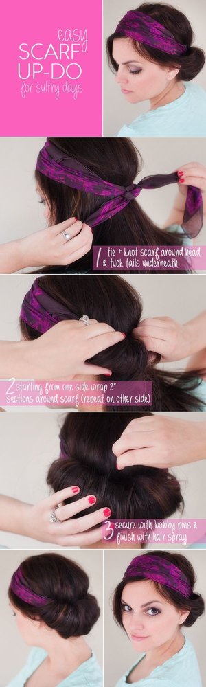 Easy scarf up do for sultry days