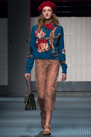 my pick from Gucci Ready to Wear Fall 2015 Collection is this pretty sweatshirt and lace pants