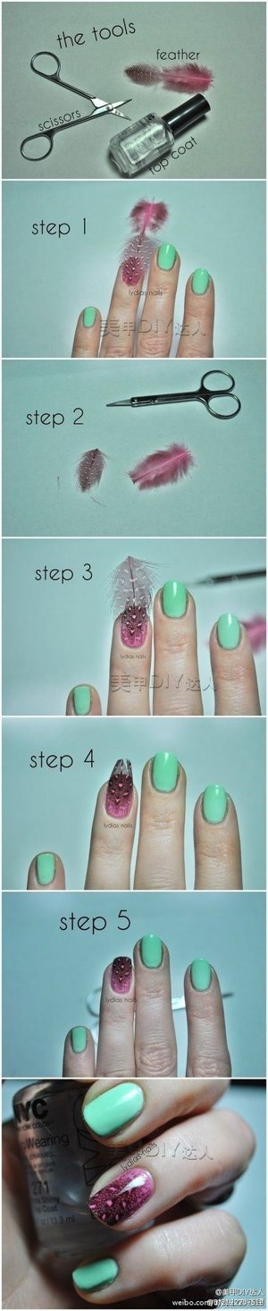 Feather nail art tutorial