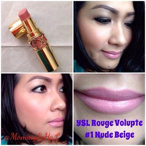 YSL Rouge Volupte #1 Nude Beige from @yslbeauteid #selfpotrait #myselfandi #narcism #lipspotrait #nudelipsticks #lipsticksjunkie #yslcosmetics #makeupjunkie #clozetteid #fdbeauty #femaledaily