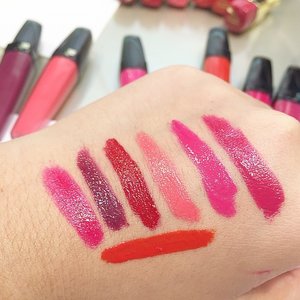 Lancome L'absolu Velours Swatches.  Too pretty! Super pigmented and keep your lips moisturized #clozetteid #lancome #lipstick #labsoluvelours #colors  #makeupjunkie #michellephan #makeupaddict #love