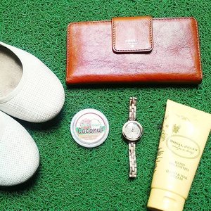 Lets have a great saturday !
Thanks for the brown purple wallet @fossiloverz love it so much. So many space for my cards.. :D go check their account for other Fossil product.

#shoes #hushpuppies #wallet #fossil #watch #handcream #marks&spencer #thaihouseofnature #lipbalm #ClozetteID #flatlay #brown #yellow