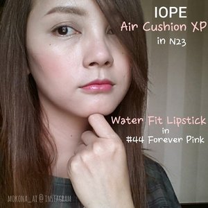 Late post of #IOPEAir cushion XP ✖ Water Fit lipstick in 44 #ForeverPinkWater fit lipstick is a bit sheer but very pigmented, and the stain is quite long lasting.As the name, it's watery finish 😍 and very moist as well. Looove it! 💗💗#korbanCSY 😂Again thanks to #cheonsongyi you made me bankrupt 💸💸#cushion #kdramaaddict #mylovefromthestar #youwhocamefromthestars #별에서온그대 #メイク #beautyaddict #makeupjunkie #femaledaily #clozetteid #fdbeauty