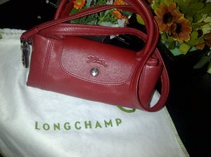  Longchamp
'Le Pliage Cuir' Leather Handbag In Red  Size S