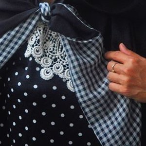 Mixing polka dots and small squares pattern in the same colors of black-and-white.. #ootd #mixandmatch #clozetteid #fblogger #ihblogger #hijabstyle