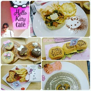 My say on @hellokittycafejkt "There's room for improvement"The staffs are smile-less. In terms of comparison with the one in Japan and HK, this one is definitely not a happy place to be.We ordered:🍚 fried rice which taste more like nasi cap cay or kimchi fried rice but lack of taste. And the decorated Hello Kitty made from chilli powder are "hazard" when inhaled.🍨 soft ice cream that is fine and we love it.🍉 watermelon slushy that taste like normal watermelon juice that need a bit more chill🍹 the ice tea is Standart and simple syrup provided🍽 pinch cake alias kue cubit is my favorite but they forgot to put on some cereal like other guess have, so there are different Standart on each plating.🍄 mushroom cream soup is okay, but after a while the soup began to disintegrate. 🍔 the 3 mini burgers are hard on the meat and seems like the sauce are lacking as well. 🍟 fries and bacon which I read in many reviews said to be so good turn out to be overrated by far, it was mediocre and the sauce could be a lot better. Overall, it's the place to goo goo ga ga about Hello Kitty and nothing else. Getting here require lines sometime (but today we didn't queue at all), and only allowed to stay under 90 mins. The restrooms need major clean up since it is very stinky. The quality of the food need to be taking up a notch if you want to stay in this cutthroat business for a long period of time. Overal? A place for Hello Kitty lovers. Not for foodies.#hellokittypik#hellokittyjkt #hellokittycafe #hellokitty #hellokittyjakarta #ClozetteID #review