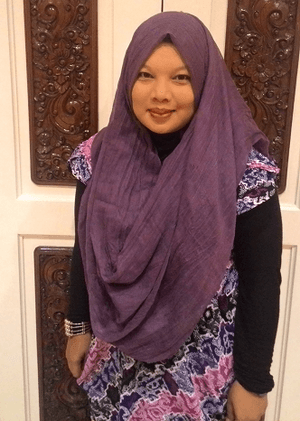 Purple Pashmina with Batik. On Soroptimist Conference 