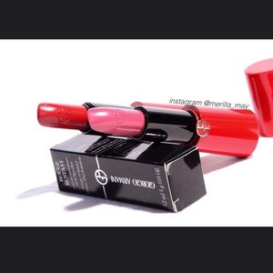 #GiorgioArmani Rouge Ecstasy 401 Hot & 509 Boudoir. Reviewnya udah bisa dibaca di blog saya merillamay.blogspot.com boleh mampir kakaaak 😄😊 #makeupporn #clozetteid #lipstickswatch