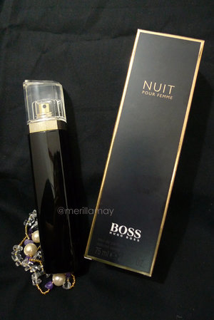 Hugo Boss Nuit EDP. Smells very sweet and soft but in a mature way. It's also quite light for a night perfume, so i wear it on daytime too.