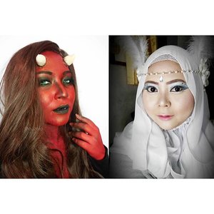 Which side are you? 💋
Newest collaboration with my beauty blogger friend @simplybeautyme : angel and demon! 
#devil #demon #shedevil #angel #angelanddemon #halloween #yinyang #halloweenmakeup #vegas_nay #mayamiamakeup #makeup  #anastasiabeverlyhills #hudabeauty #lookamillion #norvina #fcmakeup #zukreat #muajakarta #pinkperception #dressyourface #auroramakeup #lvglamduo #clozetteid #fotdibb #blogger #indonesianbeautyblogger #indobeautygram #mikasabeauty