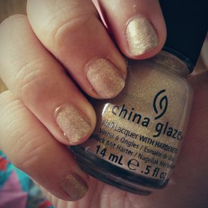 My ultimate go-to nails, China Glaze Fast Track from their Hunger Games Collection. The pretty neutral, mannequin hand shade, with a twist (pretty gold specks!!)