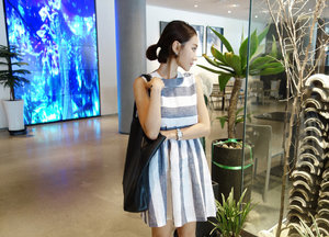 Blue and White Striped Dress