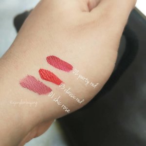 New lip cream swatches from @pixycosmetics, number 01, 02, and 03. Number 01 is deep red, number 02 is classic bright red, and number 03 is more like pink mauve.. Trying them out when I went to supermarket. Didn't bought the lipcream, but I bought some other stuff from Pixy. .
.
.
#lipstick #lipcream #lipen #kosmetiklokal #makeup #clozetteid #blogger #beautyblogger #indonesiancosmetics #lipstiklokal #beauty #red #pixycosmetics #pixyindonesia