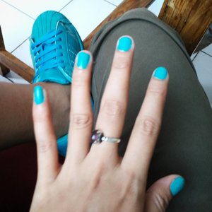 In love with this kind of color mood recently, #tosca or #turquoise you named it. While I'm still wondering where did I put my tosca #nail polish... ACCIO NAIL POLISH!

#sotd #clozetteID #shoesoftheday