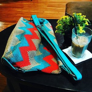 New knitted bag from mom-in-law. Toscaaaaaa! 💕💕💕 .
.
#bag #boho #tosca #bohochic #clozetteID