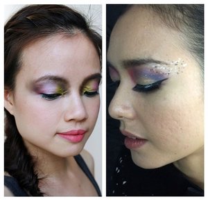 Left was my submission to @shuuemuraid that made it to the Top 10, and right was tonight's makeup (glue not dried yet). I'm very proud of both of my works, no regrets! Thanks @wiwinsunardi and @juanitaharyadi #clozetteid #makeup #makeupaddict #makeupartist #jakartamua #indonesianblogger #indonesianbeautyblogger #mua #shuuemura #bravebeauty #colors #beauty #beautyjunkie #asian #girls #model #colorful