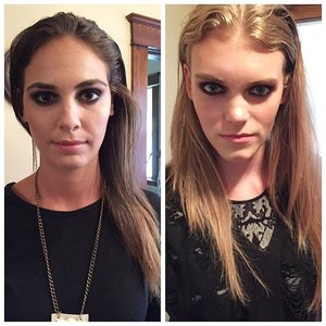 Today's makeup and hair for my fav. photographer @danielamajicphotos and the amazing models Brianna (left) and @_claudiabier (right)! Can't wait to see the result! Xoxo

#clozetteid #kireimakeup #danielamajicphotography #makeup #smokyeyes #smoky #tomua #torontomodel #torontophotographer #hamont #hamontmua #editorial #makeupartist #bbloggersCA #edgy #models