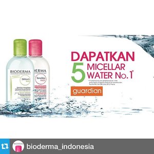 #Repost @bioderma_indonesia with @repostapp. ・・・ Bioderma Lovers, dapatkan 5 paket Micellar Water No.1 Bioderma (periode 1- 30 Desember 2014)Ikuti petunjuk berikut:  1. Foto dirimu di Guardian dgn produk Sensibio H20,2. Post dgn #BiodermaGuardian dan tag 3 teman kamu  3. Share ke FB Bioderma Indonesia & Guardian Indonesia / twitter Bioderma Indonesia & Guardian IndonesiaAkan ada 5 pemenang dgn kreatif photo dapat paket produk Sensibio H20 & Sebium H20 senilai 500.000. Dan 3 tagging friends pemenang akan dapat sample product juga! Get this opportunity dgn ikuti game nya sekarang!! #biodermaguardian #biodermaindonesia #SensibioH2O #micellarwater#clozetteid #indonesianblogger #indonesianbeautyblogger