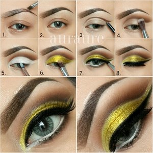 #motd Yellow Cut Crease Makeup pictorial (Blending is the key!)Contacts from @desioeyes "Dessert Dream" & Anastasia Brow & Lavish palette  & Glamour doll eyes eyeshadow . Instagram @auraure