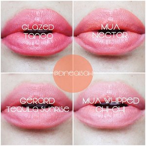 This is a Coral lipstick that I had.. @lagirlcosmetics Glazed Lip Paint - Tango
@muacosmetics Lipstick - Nectar
@gerardcosmetics Lipstick - Tequila Sunrise
@muacosmetics Whipped Velvet - ChiChi

#Clozette #ClozetteID #Beauty #Makeup #Lipstick #Lippie #Creme #Cream  #Matte #MUACosmetics #gerardcosmetics #lagirlcosmetics #Shade #Coral #Orange #Nude #Swatch #Dasisters #BBloggers #BBloggerID #IndonesiaBeautyBlogger #BeautyBloggerID #BeautiesID #BeautyInsta #BeautyInstagram #FotdIBB #vegas_nay #FeatureMeDita