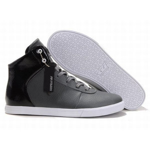 supra cuttler ns mid top patent leather black grey men skate shoes 